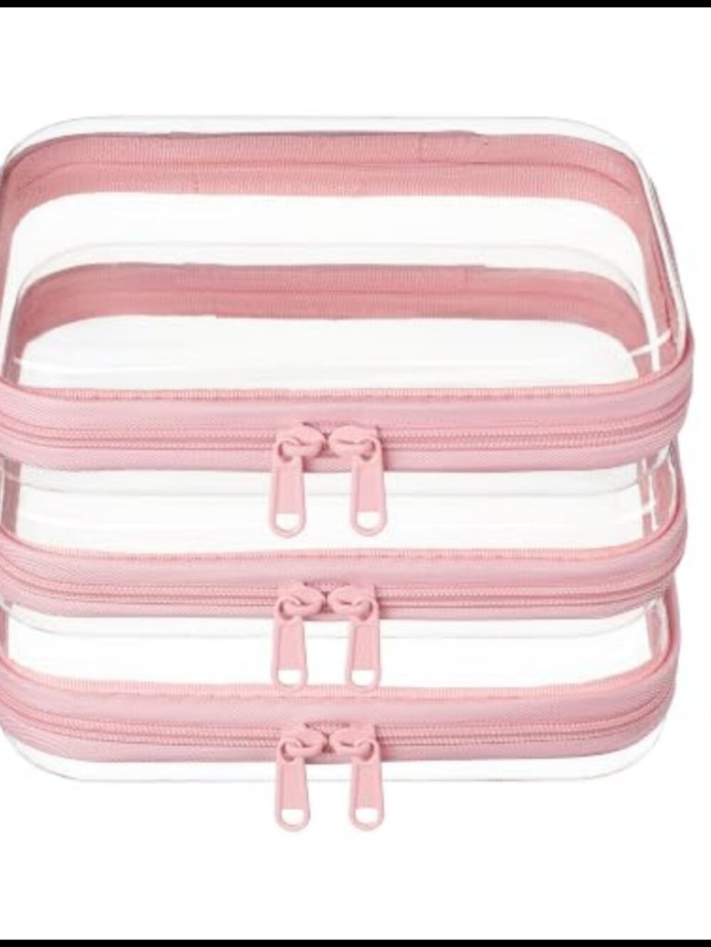 3 Pack Clear Hard Shell Zipper Pouches Cosmetic Travel Organizer Bags